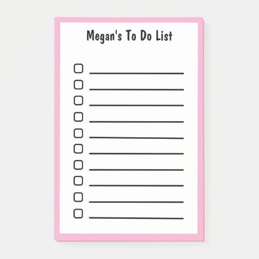 Lined To Do List Soft Pink Magenta Sticky Notes ポストイット (正面)