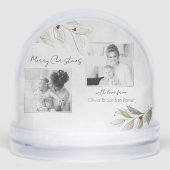 Linedrawn Christmas Floral 2-Photo Snow Globe (正面)