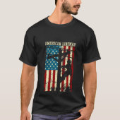 Lineman American flag Electric Cable gift Patrioti Tシャツ (正面)