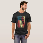 Lineman American Flag  Electric Cable Lineman Tシャツ (正面フル)