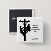 Lineman Annovation Dayボタン – Two Men on Poll 缶バッジ (正面&裏面)