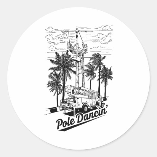 Lineman Le Dancin' Electrician Gift For Men Husban ラウンドシール (正面)