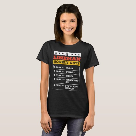 Lineman Tools Hourly Rate Powerline Worker Electri Tシャツ (正面フル)