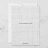 Linenの編集可能な水葉色のパーム結婚 招待状 (裏面)