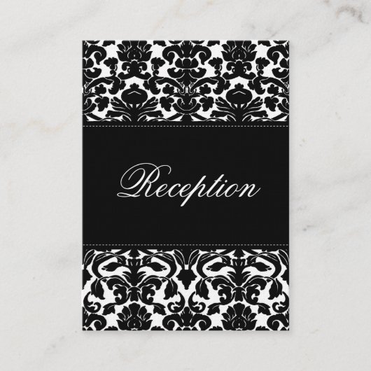 Linenエンクロージャカードの白黒ダマスク エンクロージャーカード (正面)