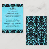 Linenエンクロージャカードの青と黒のダマスク エンクロージャーカード (正面/裏面)