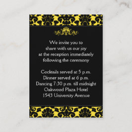 Linenエンクロージャカードの黄色と黒のダマスク エンクロージャーカード