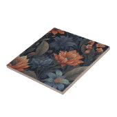 Linenテクスチャ上のヴィンテージ開花 タイル (側面)