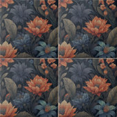 Linenテクスチャ上のヴィンテージ開花 タイル