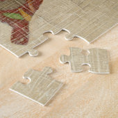 Linenテクスチ葉ャの背景に3つの ジグソーパズル (側面)