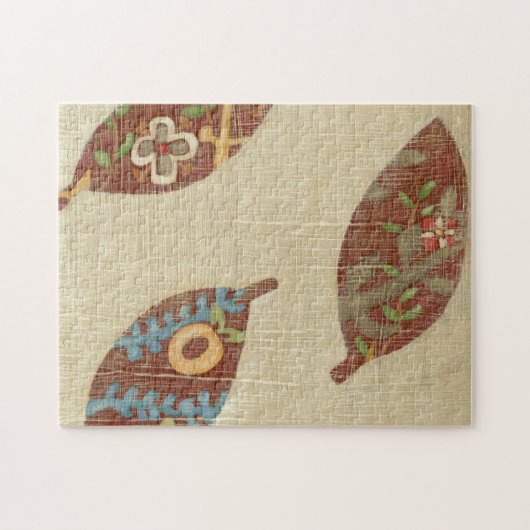 Linenテクスチ葉ャの背景に3つの ジグソーパズル (横)