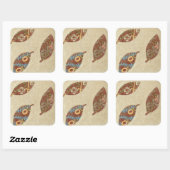 Linenテクスチ葉ャの背景に3つの スクエアシール (シート)