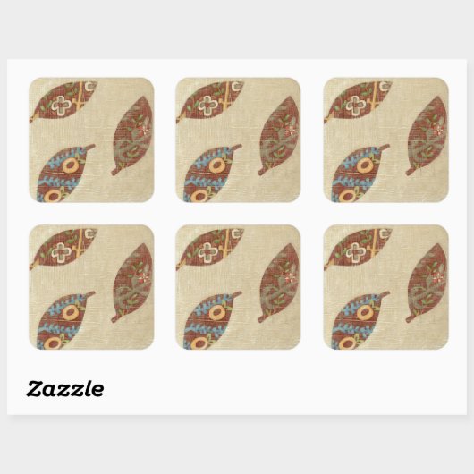 Linenテクスチ葉ャの背景に3つの スクエアシール (シート)