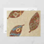 Linenテクスチ葉ャの背景に3つの ポストカード (正面/裏面)