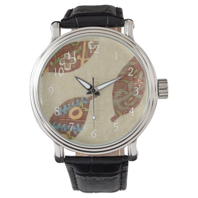 Linenテクスチ葉ャの背景に3つの 腕時計 (正面)