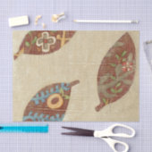 Linenテクスチ葉ャの背景に3つの 薄葉紙 (クラフト)