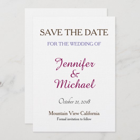 Linen日付の手書き結婚を保存クラシカルする セーブザデート (正面/裏面)