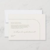 Linen Arch Minimalist Bridesmaid Proposal Card 案内状 (正面)