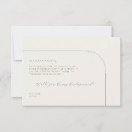 Linen Arch Minimalist Bridesmaid Proposal Card 案内状