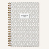 Linen Beige Nautical Anchor Ogee Personalized ノートブック (正面)