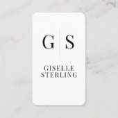 Linen Black White Gold Monogram QR Code 名刺 (正面)