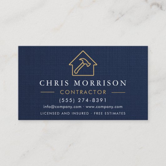 Linen Building Construction Navy Blue   名刺 (正面)