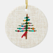 Linen Crafted Christmas Tree – Cozy Rustic Xmas セラミックオーナメント (正面)