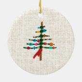 Linen Crafted Christmas Tree – Cozy Rustic Xmas セラミックオーナメント (裏面)