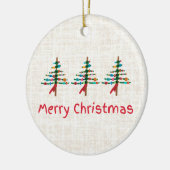 Linen Crafted Christmas Trees – Cute rustic Xmas セラミックオーナメント (左)