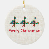 Linen Crafted Christmas Trees – Cute rustic Xmas セラミックオーナメント (裏面)
