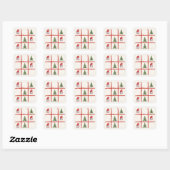 Linen Gnome Christmas Trees Tic Tac Toe スクエアシール (シート)