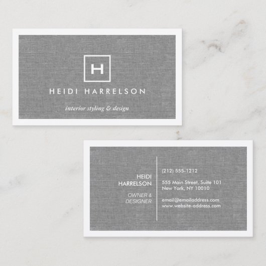 LINEN GRAYのイニシャル/モノグラム付きボックスロゴ 名刺 (正面/裏面)