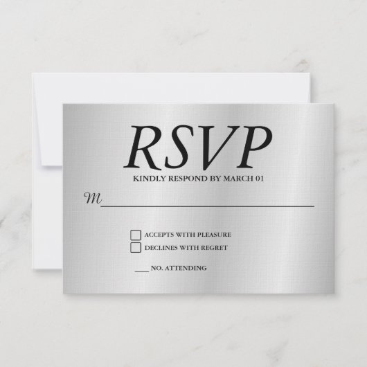 Linen Grey Wedding RSVP Response Reply Modern Card (正面)