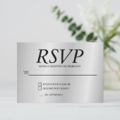Linen Grey Wedding RSVP Response Reply Modern Card (スタンド正面)