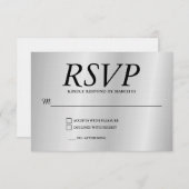 Linen Grey Wedding RSVP Response Reply Modern Card (正面/裏面)
