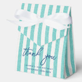 Linen Look Striped Birthday Thank You Mint Party フェイバーボックス (正面)