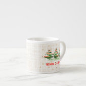 Linen Merry Christmas Trees – Festive Holiday Gift エスプレッソカップ (正面右)