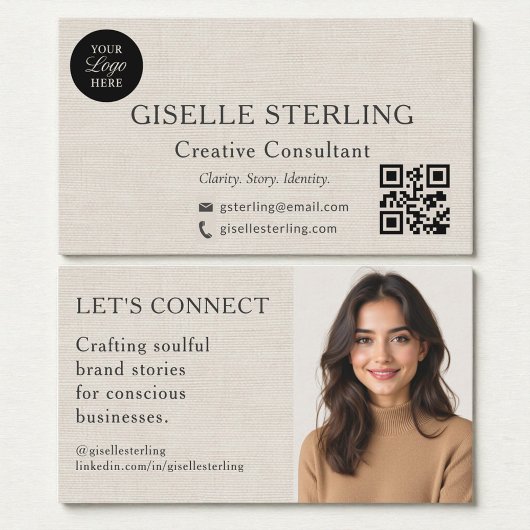 Linen Modern Minimal Professional Logo Photo 名刺