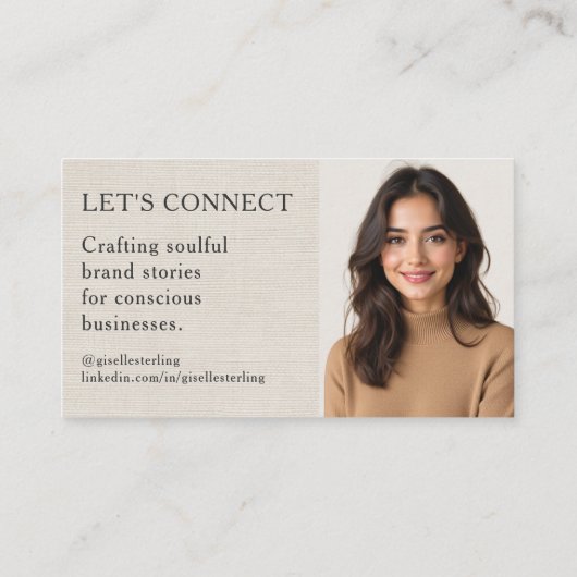 Linen Modern Minimal Professional Logo Photo 名刺 (裏面)