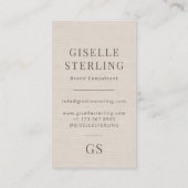 Linen Monogram Modern Elegant Minimalist  名刺 (裏面)