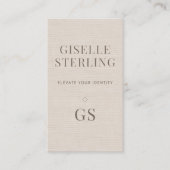 Linen Monogram Modern Elegant Minimalist  名刺 (正面)