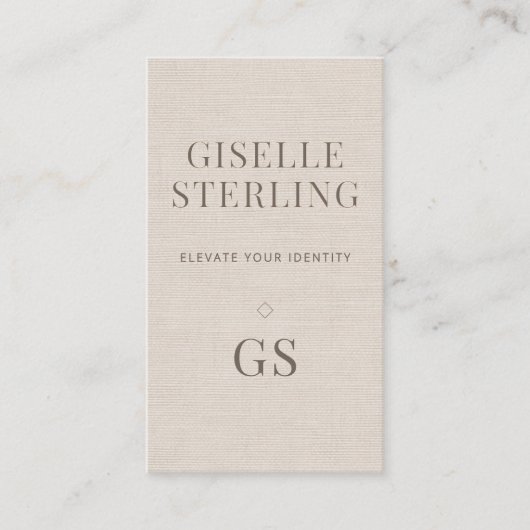 Linen Monogram Modern Elegant Minimalist  名刺 (正面)