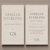 Linen Monogram Modern Elegant Minimalist  名刺