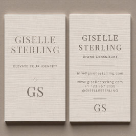 Linen Monogram Modern Elegant Minimalist  名刺
