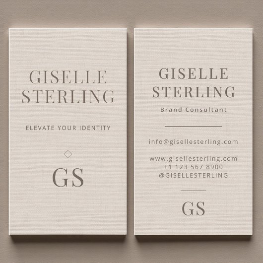 Linen Monogram Modern Elegant Minimalist  名刺