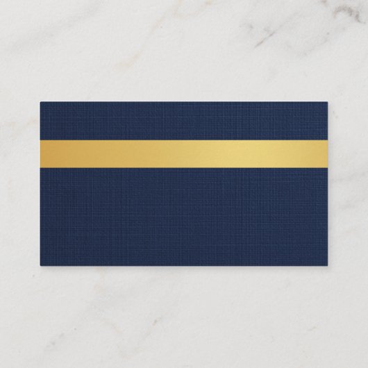 Linen Navy Blue Gold House Real Estate Broker  名刺 (裏面)