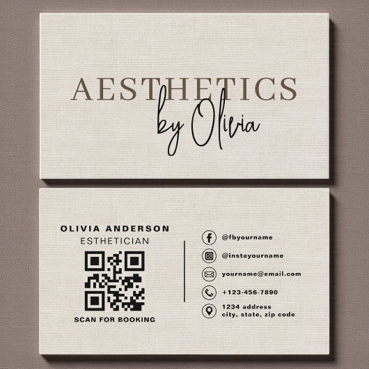 Linen Neutral Skincare Esthetician QR Code 名刺