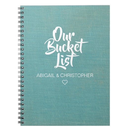 Linen Our フェイク Bucket List Couple Keepsake Journal ノートブック (正面)