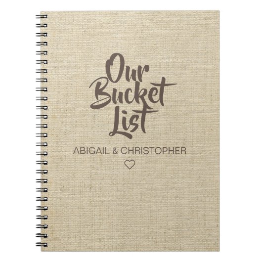 Linen Our フェイク Bucket List Couple Keepsake Journal ノートブック (正面)