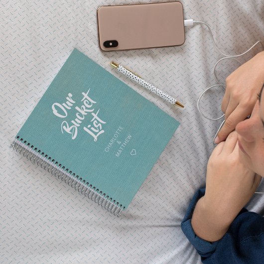 Linen Our フェイク Bucket List Couple Keepsake Journal ノートブック